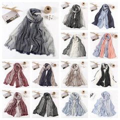 Men's Scarf Striped Cotton Linen Shawls and Wraps Pleated Scarves Unisex Scarf 07FC0E-D4 - KOEEK