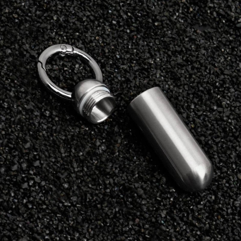 Titanium Pill Holder Container Organizer Case Box Waterproof Portable Keychain 07FC0E-D4 - KOEEK