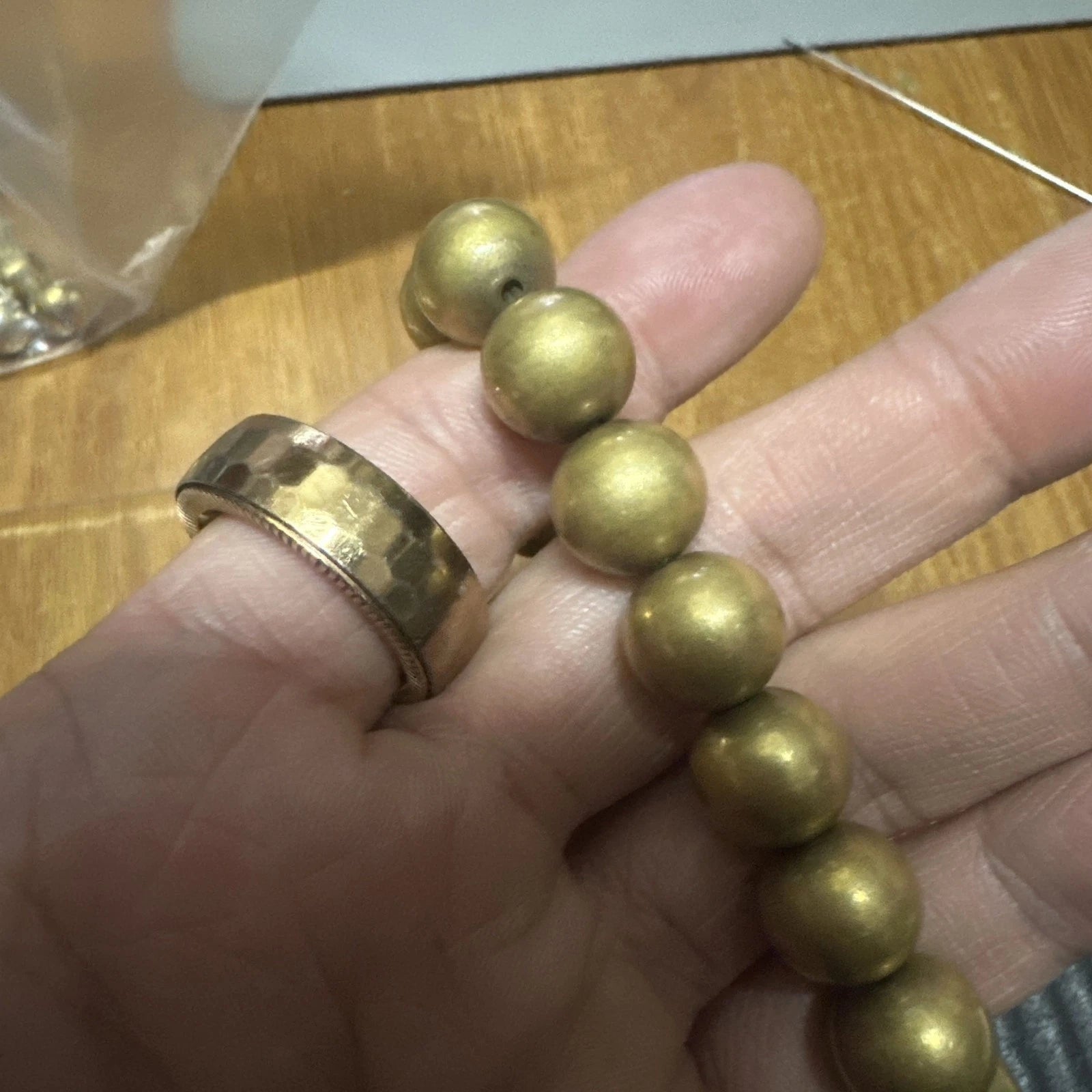Brass Bracelet Solid Copper Bead 12mm Men’s Handcrafted Jewelry 07FC0E-D4 - KOEEK