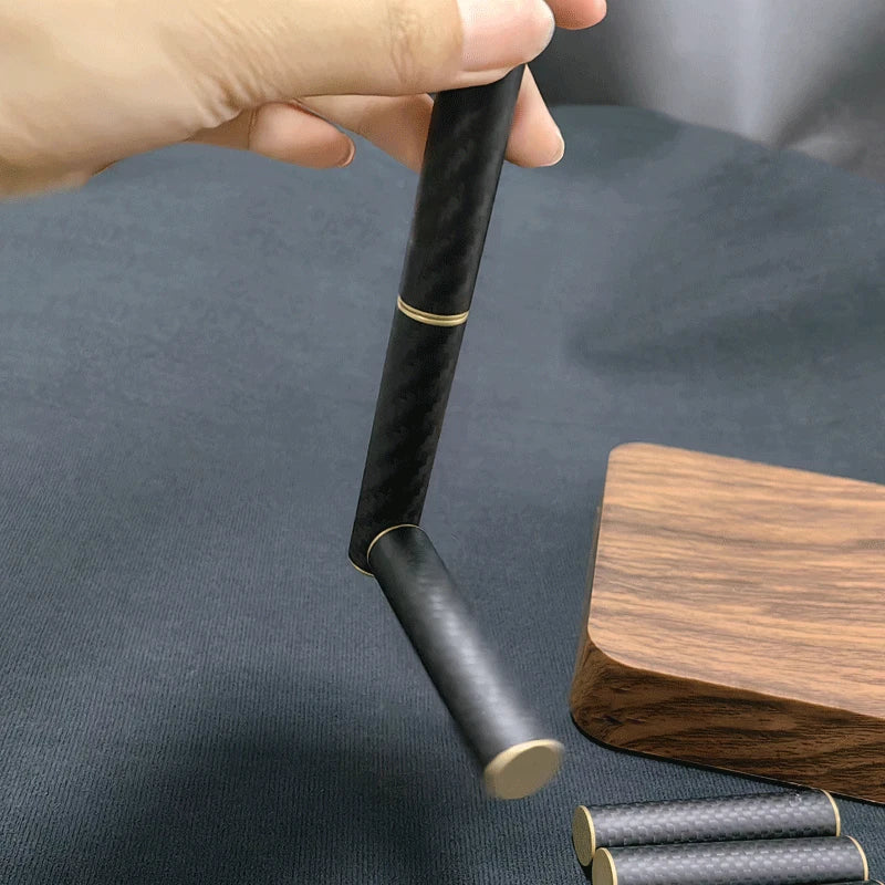 Hot Carbon Fiber + Brass 3 Section Fingert Spinner Top Adult Toy Magnetic Metal 07FC0E-D4 - KOEEK