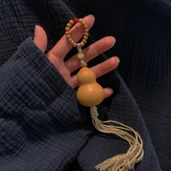 Natural Gourd with Bodhi Bead Pendant Chinese Style Ornament 07FC0E-D4 - KOEEK