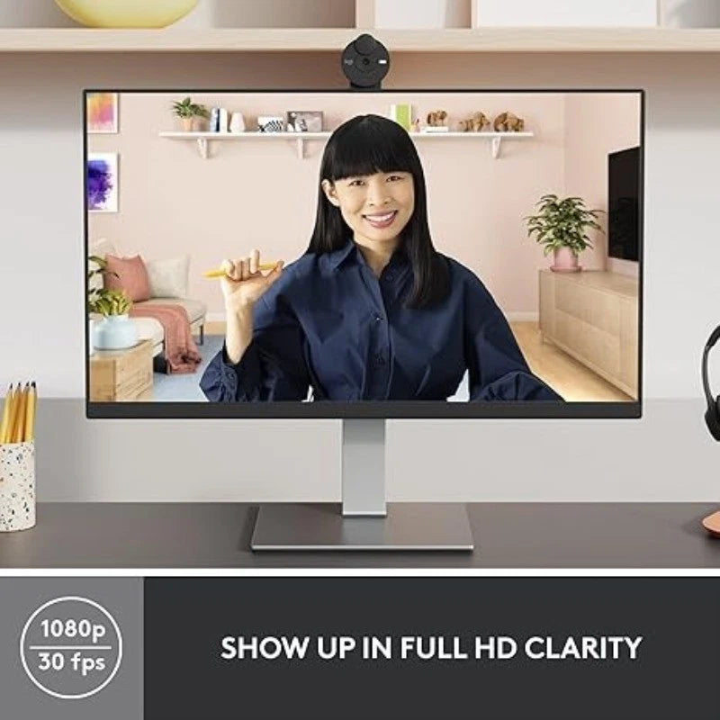 301 Full HD Webcam with Privacy Shutter, Noise Reduction Microphone，USB-C 07FC0E-D4 - KOEEK