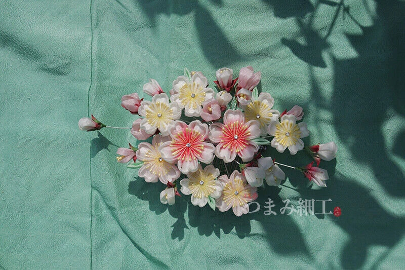 Handmade Japanese Kimono Sakura Silk Comb Hanfu Headwear Pink Hairpin Hair 07FC0E-D4 - KOEEK