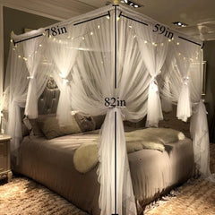 4 Corners Post Canopy Bed Curtain for Girls & Adults-Royal Luxurious Cozy Drapes 07FC0E-D4 - KOEEK