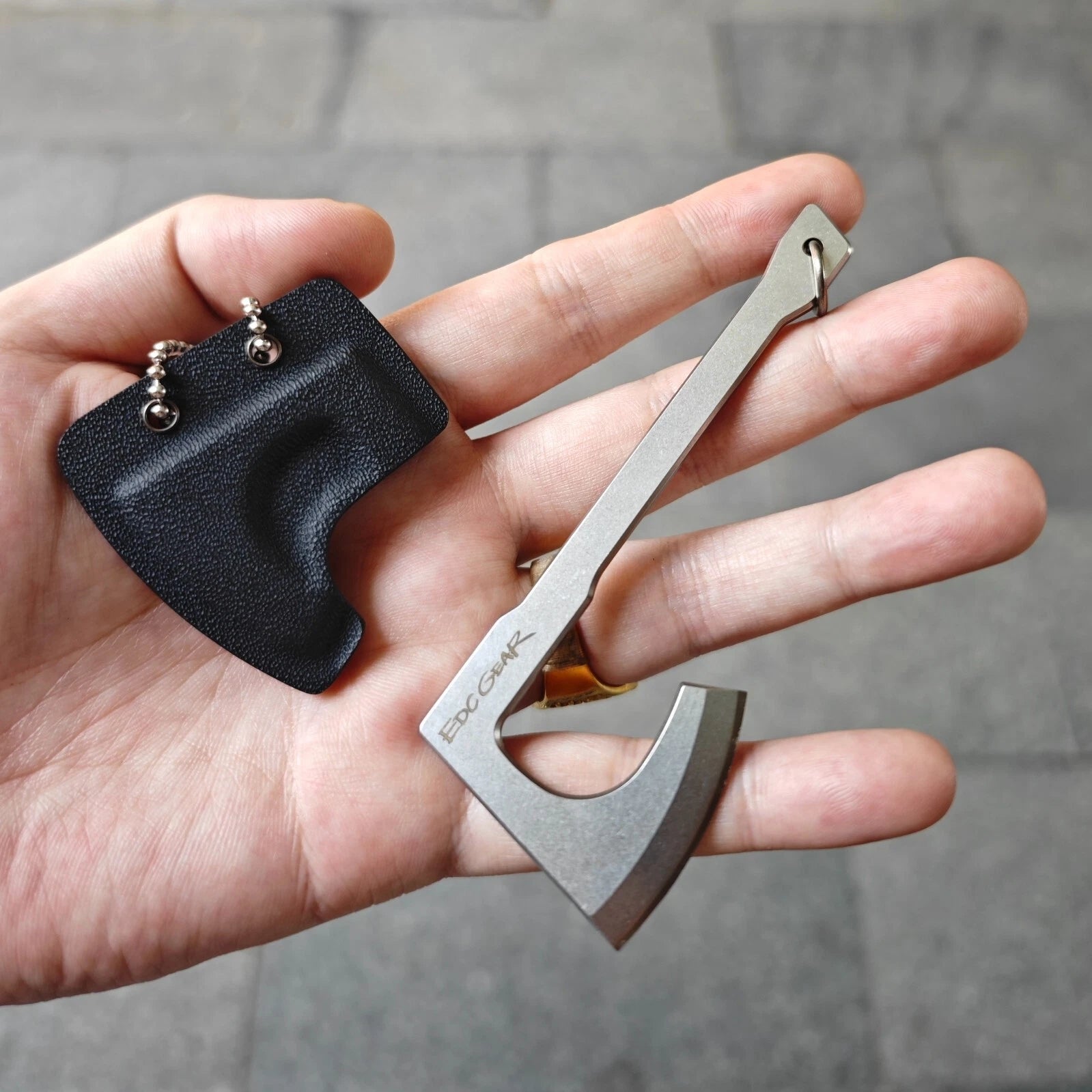Mini Axe Hatchet Pocket Knife Camping Outdoor Hunting Tool Keychain EDC w Sheath 07FC0E-D4 - KOEEK