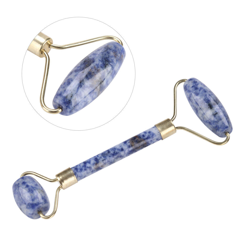 new 1Pc Artificial Jade Doublehead Roller AntiAging Face Eye Neck Massager(Blue) HGF koeek - KOEEK