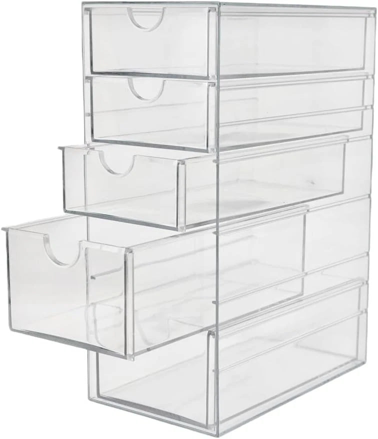 Plastic drawer storage box with 5 different sizes of drawers 07FC0E-D4 - KOEEK