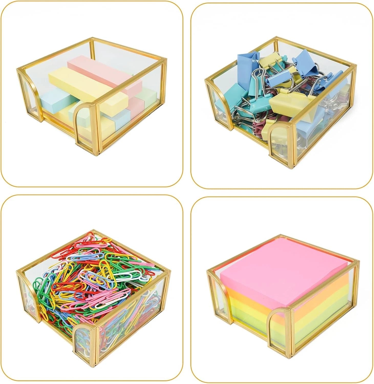Sticky Note Holder Glass Post It Note Dispenser,3 x 3 Inch Sticky Note Dispenser 07FC0E-D4 - KOEEK