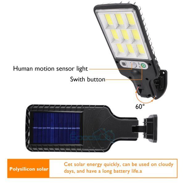 ny 1200000lm LED Solar Flood Light Security Bevægelsessensor Udendørs Yard Street Wall