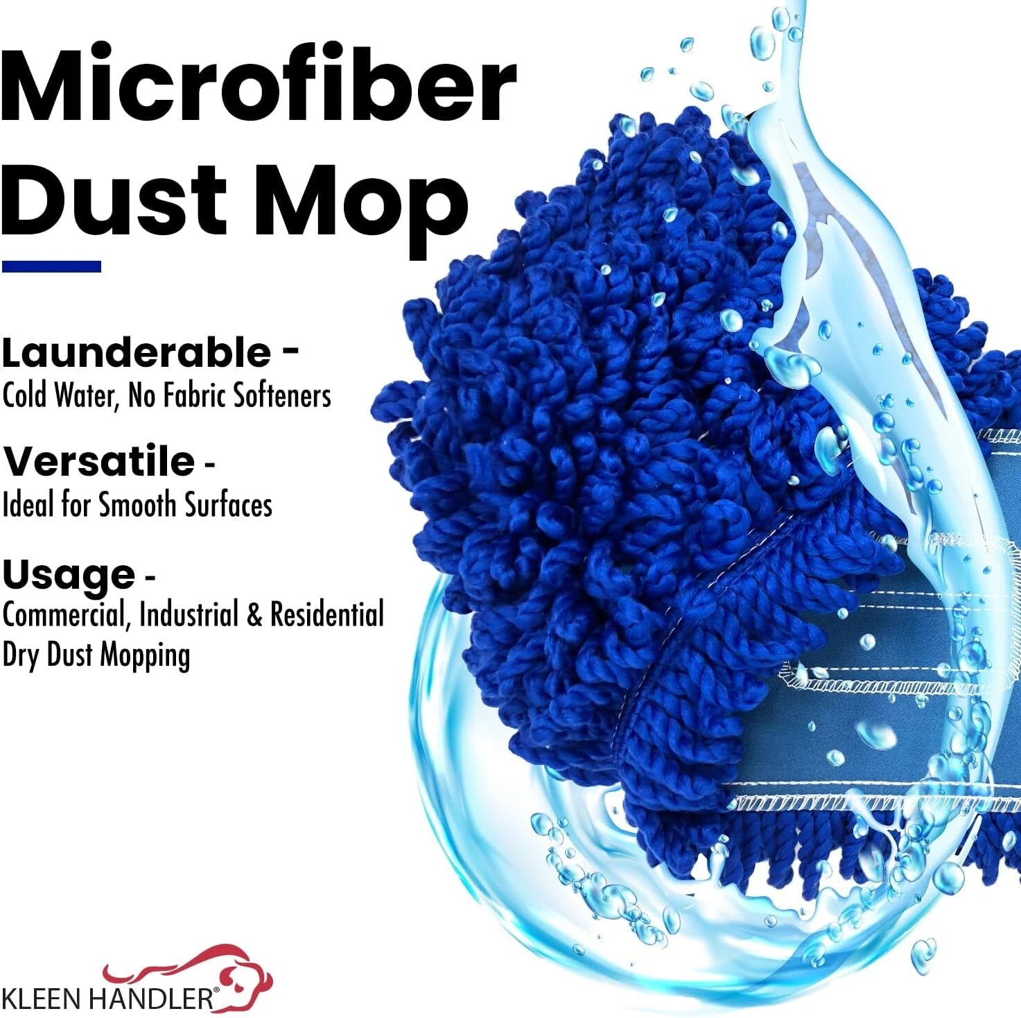 3-Pack 36-Inch Microfiber Dust Mop, Large Washable Commercial Dust Mop, Blue 07FC0E-D4 - KOEEK