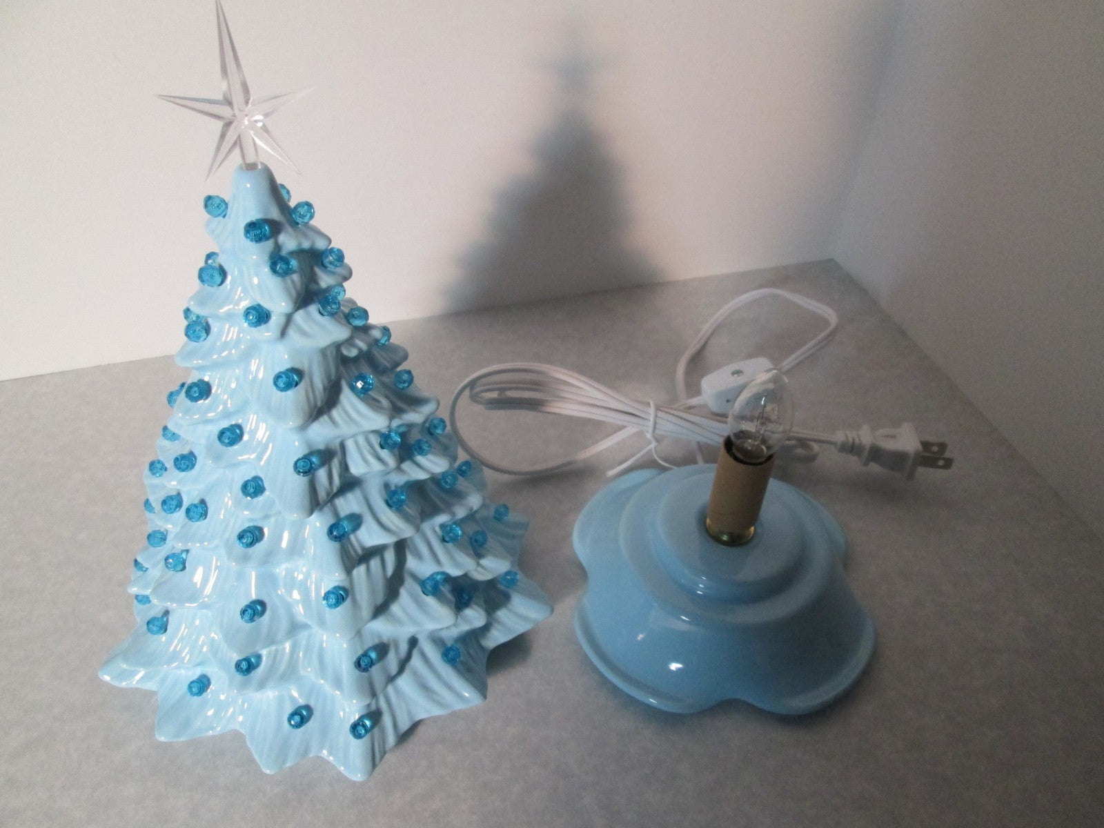"Light Blue Glazed  Ceramic Christmas Tree"  ly Made/ Extra Lights 07FC0E-D4 - KOEEK