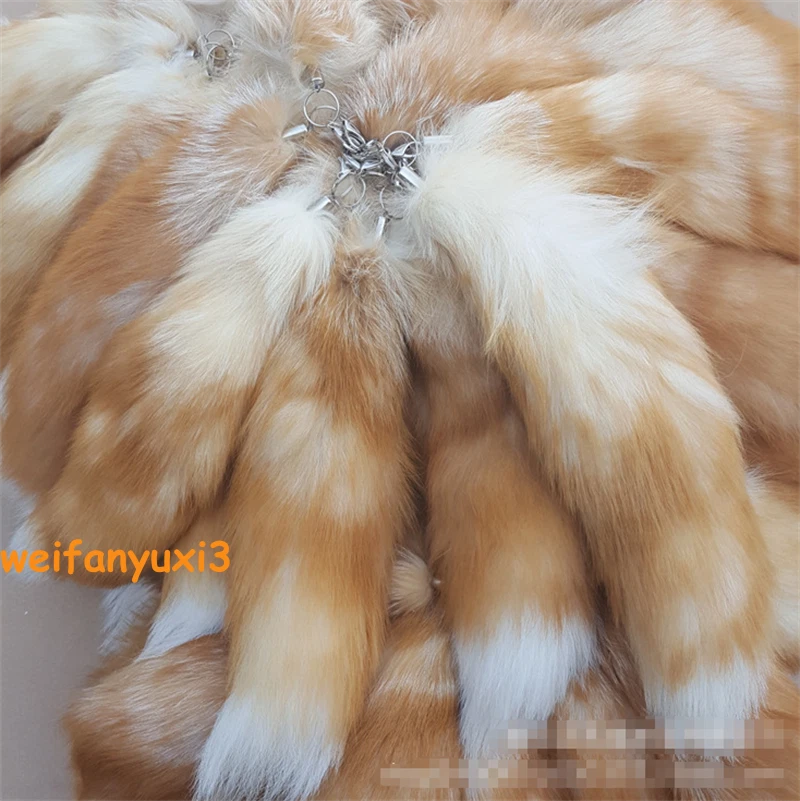 1PC Real Large Crystal Fox Tail Fur Keychain Tassel Bag Tag Charm Bag Pendant 07FC0E-D4 - KOEEK