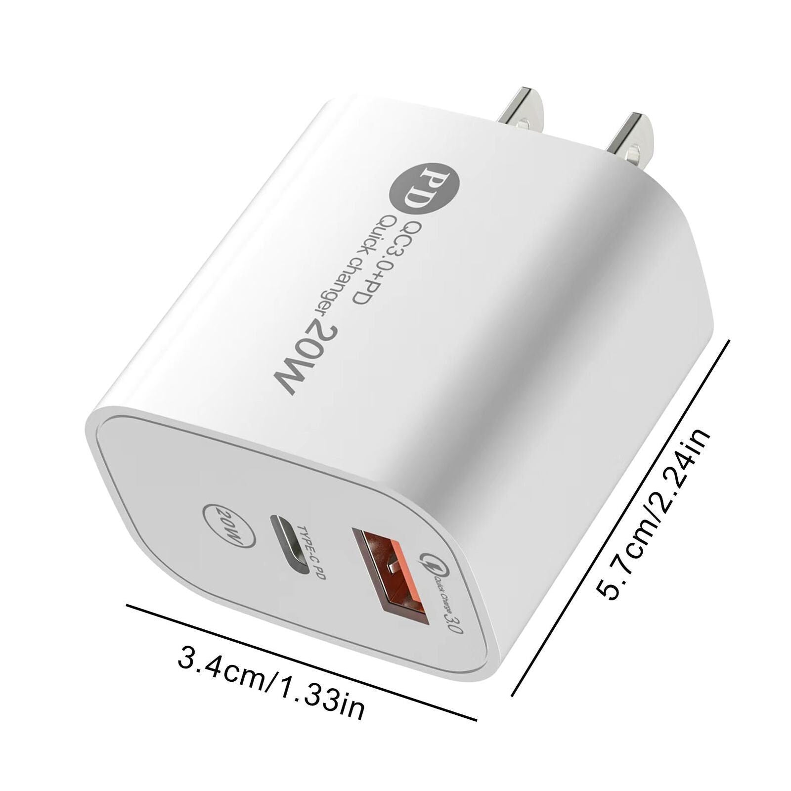 new PD20W USB A and Type C Fast Charging Block Double USB Plug QC3.0 Power Cube koeek - KOEEK