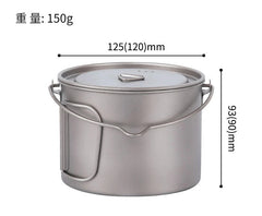 Titanium Hanging Pan Folding Short Handle Camping Single Pot Light 900ml 07FC0E-D4 - KOEEK