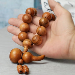 Peach Wood Car Pendant Buddha Beads Gourd Rearview Mirror Hanging Ornament 07FC0E-D4 - KOEEK