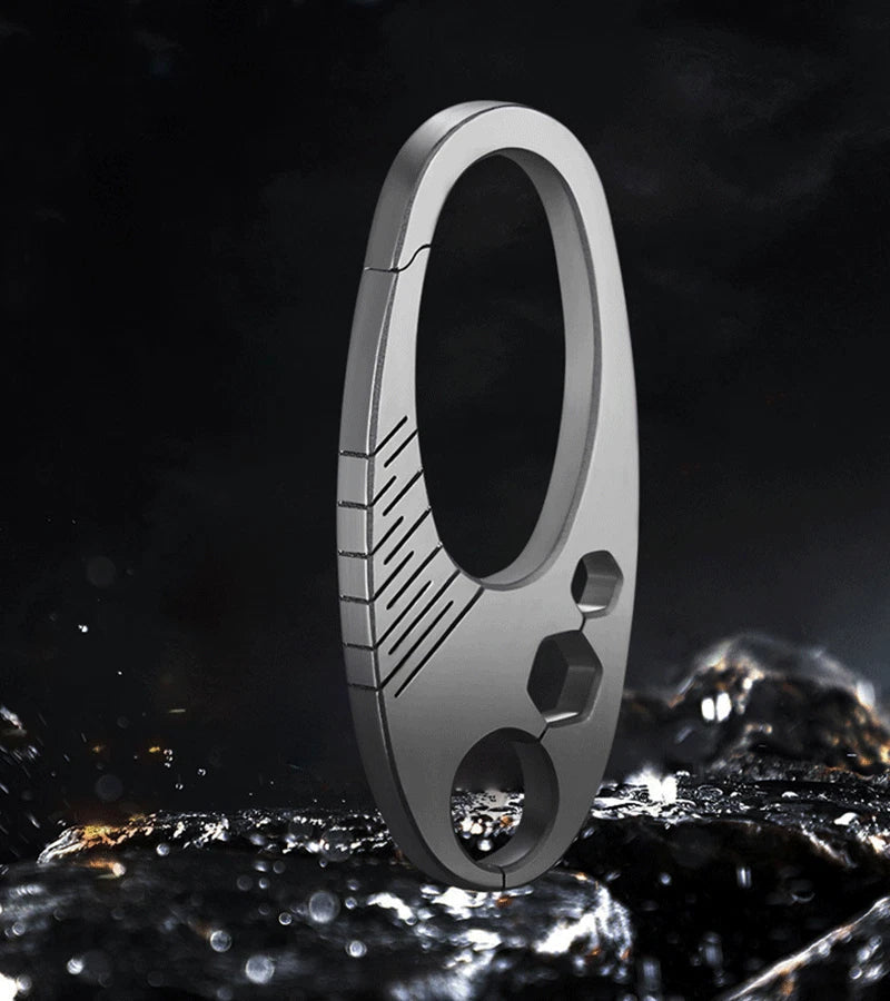 EDC Titanium Alloy Keychain Carabiner Waist Fast Hanging Buckle with Key Ring 07FC0E-D4 - KOEEK