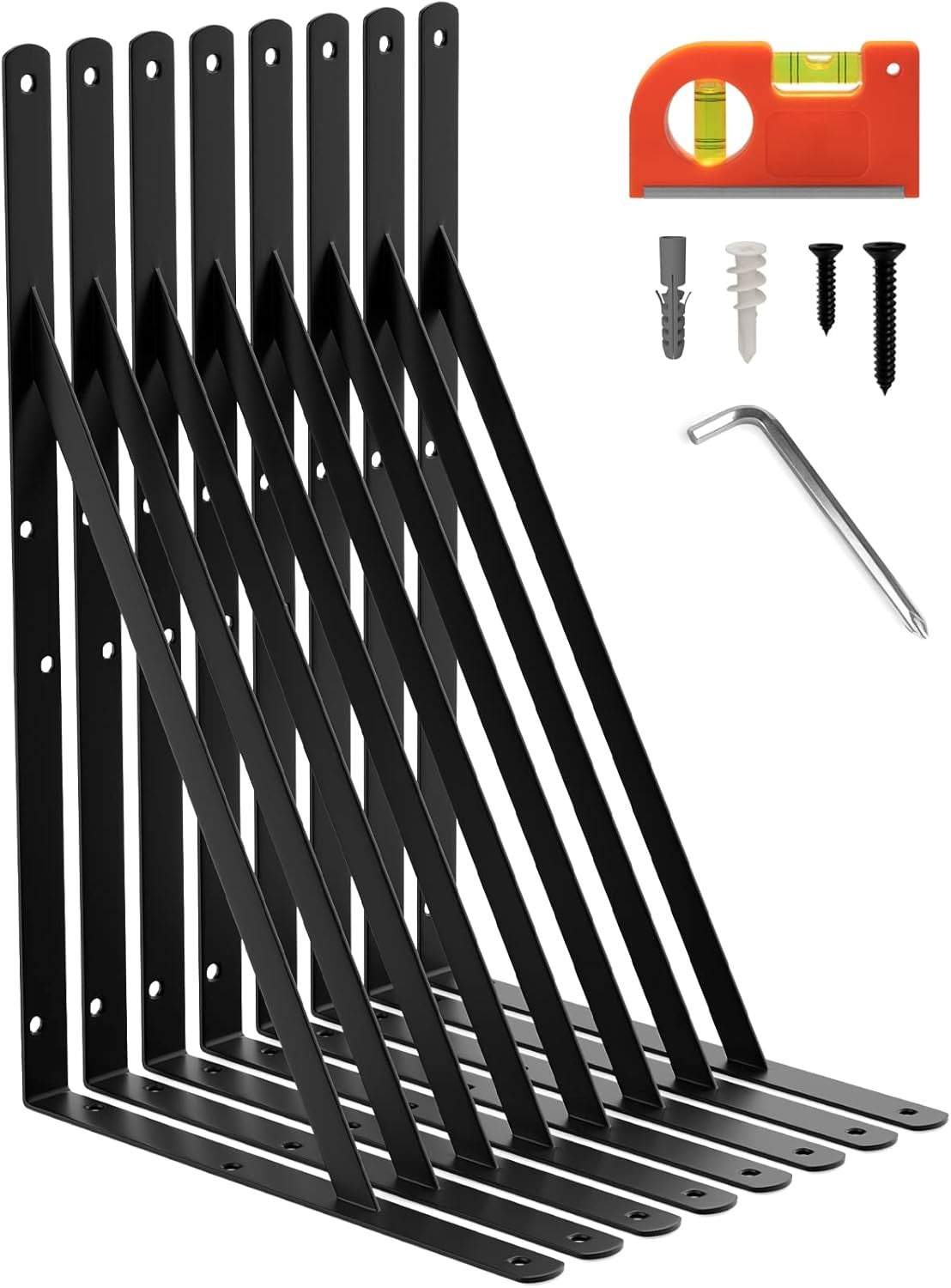 new LEOPO 14 Inch Heavy Duty Shelf Brackets & Supports, 8 14 Inch, Black-8 Pack LEOPO - KOEEK