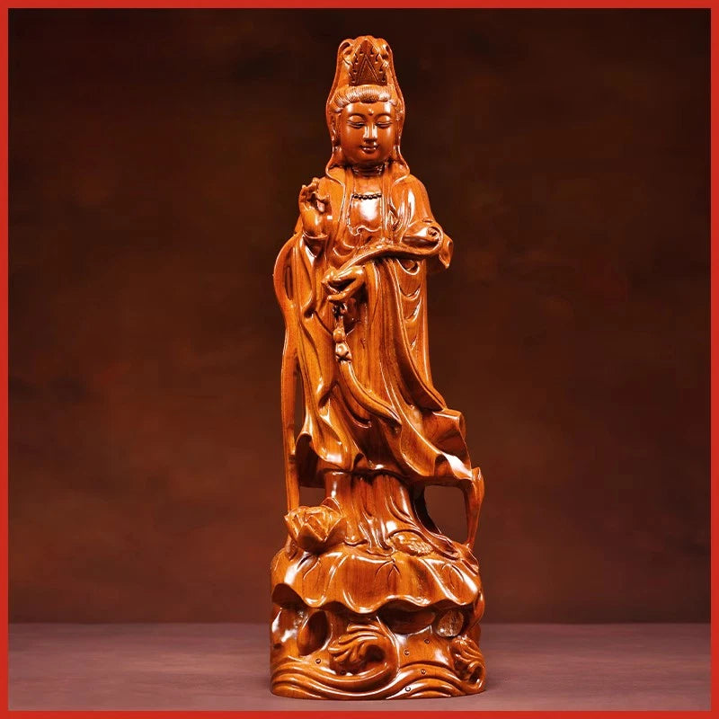 30cm Rosewood Guanyin Bodhisattva Buddha Ornament Home Furnishing Decoration Art 07FC0E-D4 - KOEEK