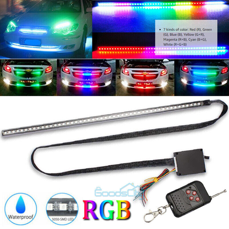 ny RGB Knight Rider Scanner Light Strip 22'' 48-LED bilblits Strobe Grille Light