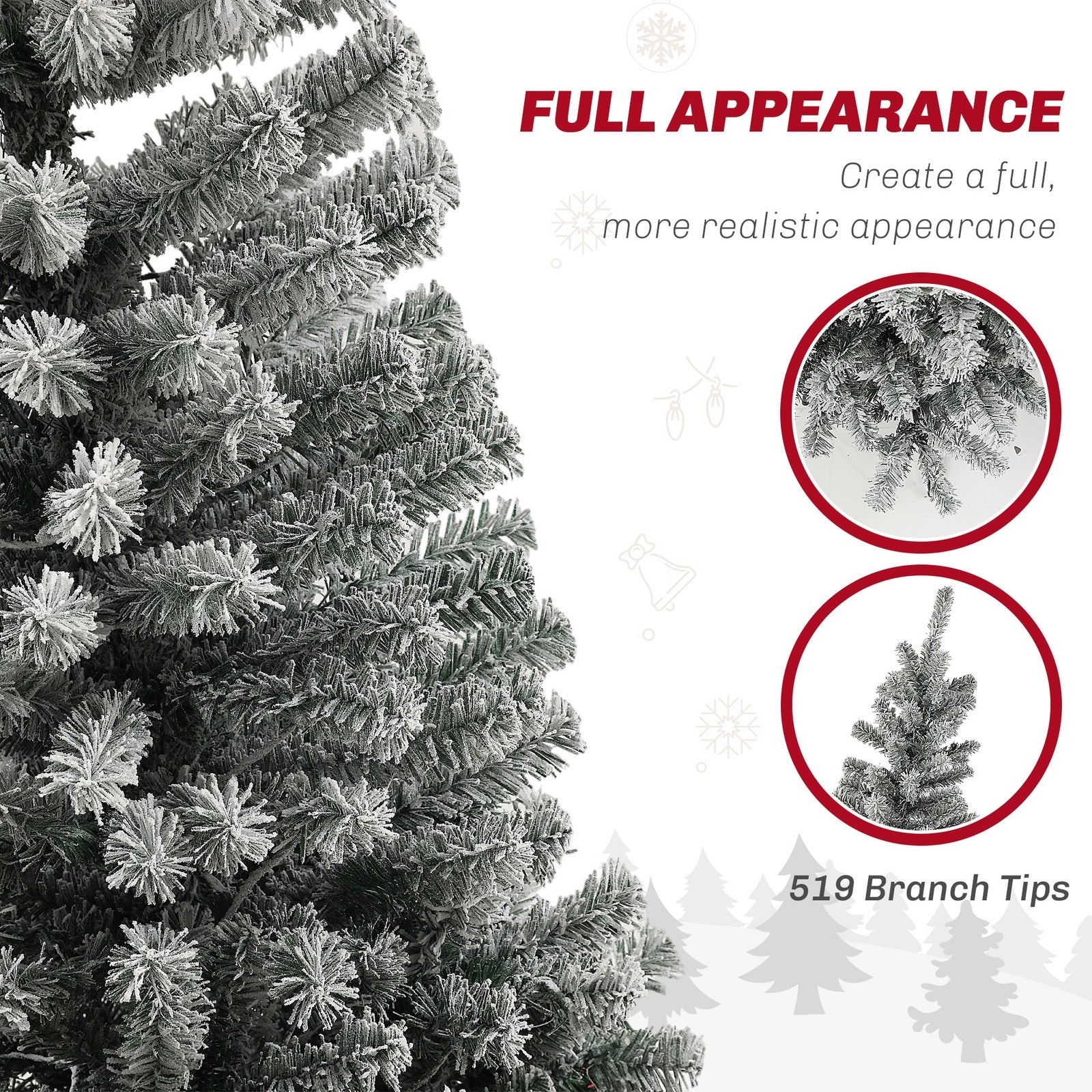 HOMCOM 7.5 ft Pencil Christmas Tree, Pre-Lit Xmas Tree w/ Dual Color Lights HOMCOM - KOEEK
