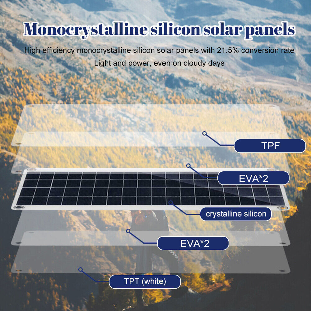 ny 50W 18V Monokrystallinsk Solpanel Opladning Camping Hjemmebåd 100A Controller