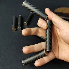Hot Carbon Fiber + Brass 3 Section Fingert Spinner Top Adult Toy Magnetic Metal 07FC0E-D4 - KOEEK