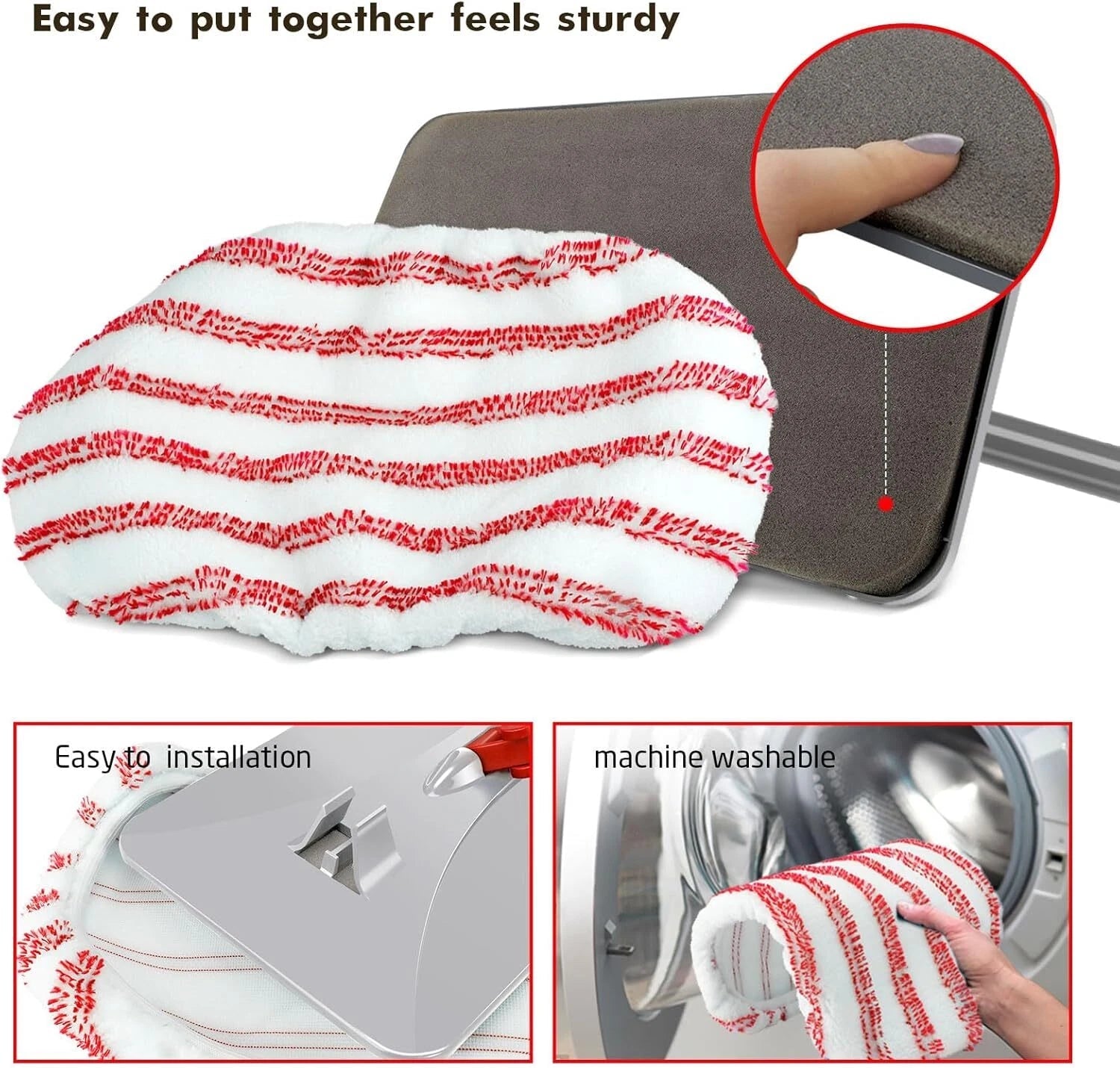 Extra Large Microfiber Floor Cleaning Mop, 16” Flat Mop, Red 07FC0E-D4 - KOEEK