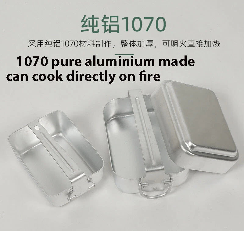 3-Piece Military Outdoor Camping Mess Kit Portable Aluminum Mess Tin Cookware 07FC0E-D4 - KOEEK
