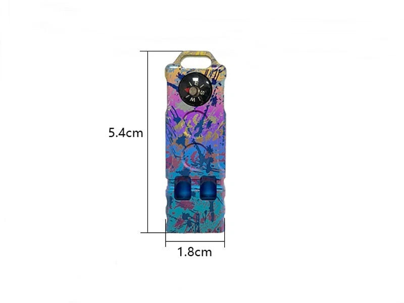 Titanium Alloy Dual Tube Safty Whistle w/ Compass EDC Training Warning Tool 07FC0E-D4 - KOEEK