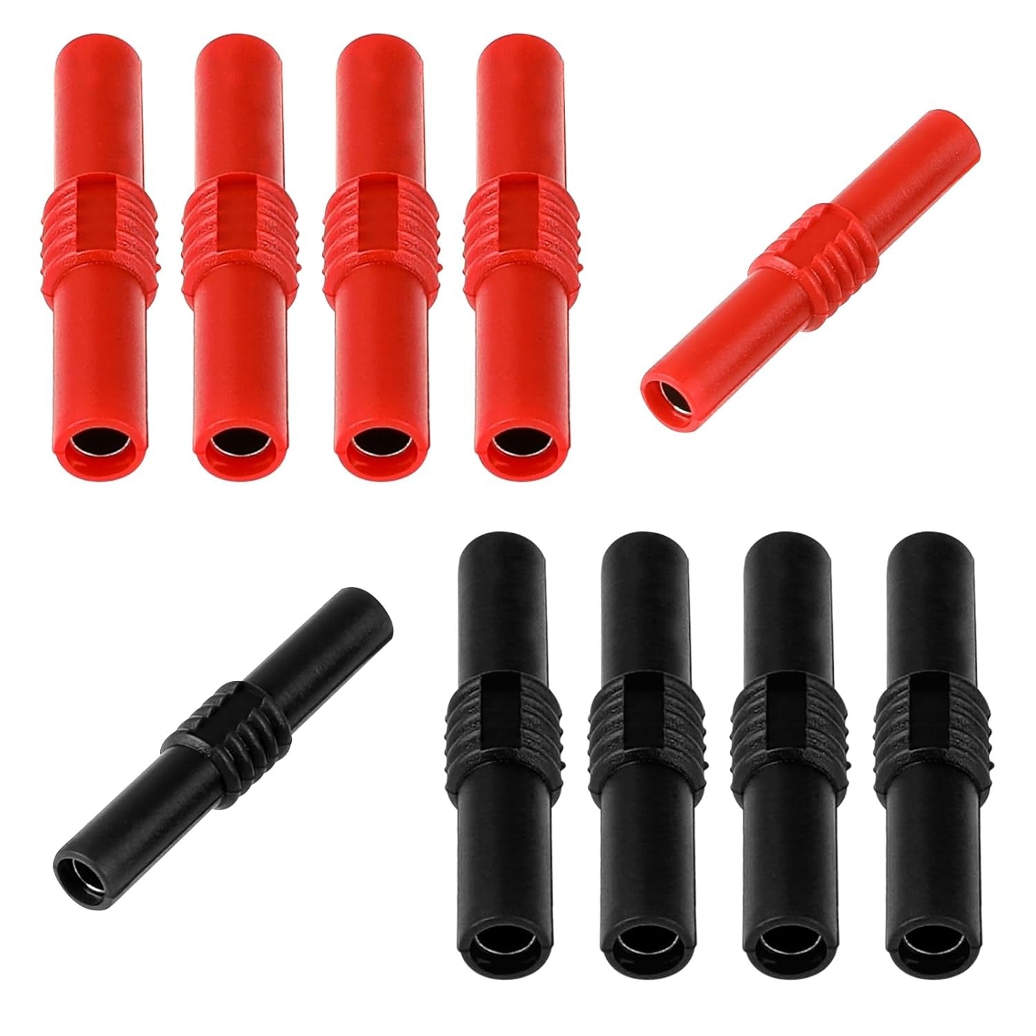 new 10 Pcs 4mm Female Banana Jack Brass Insulated Safety Shrouded Plug Red 07FC0E-D4 - KOEEK