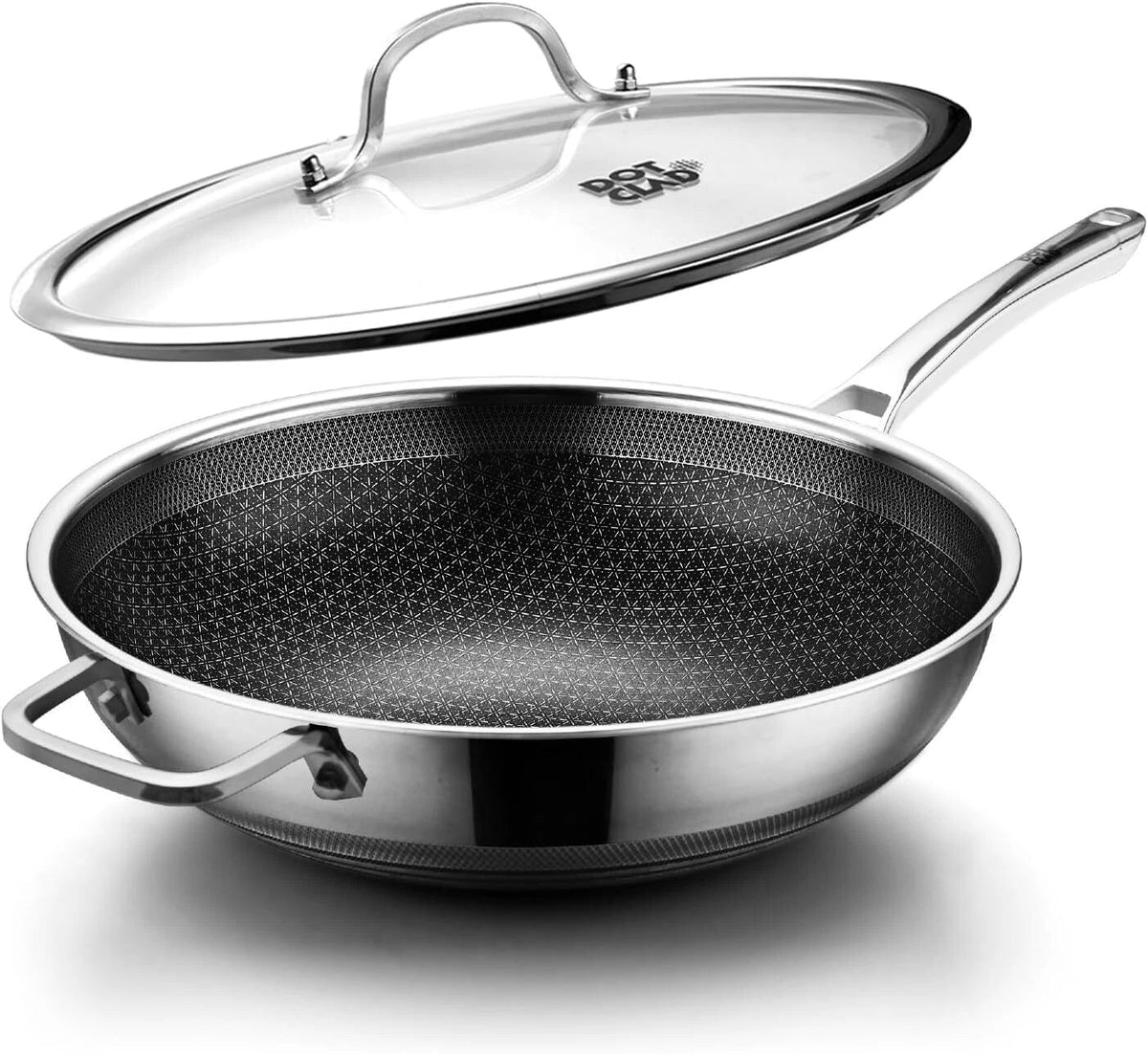 Frying pan, 12-inch frying pan with lid, PFOA-free cookware that 07FC0E-D4 - KOEEK