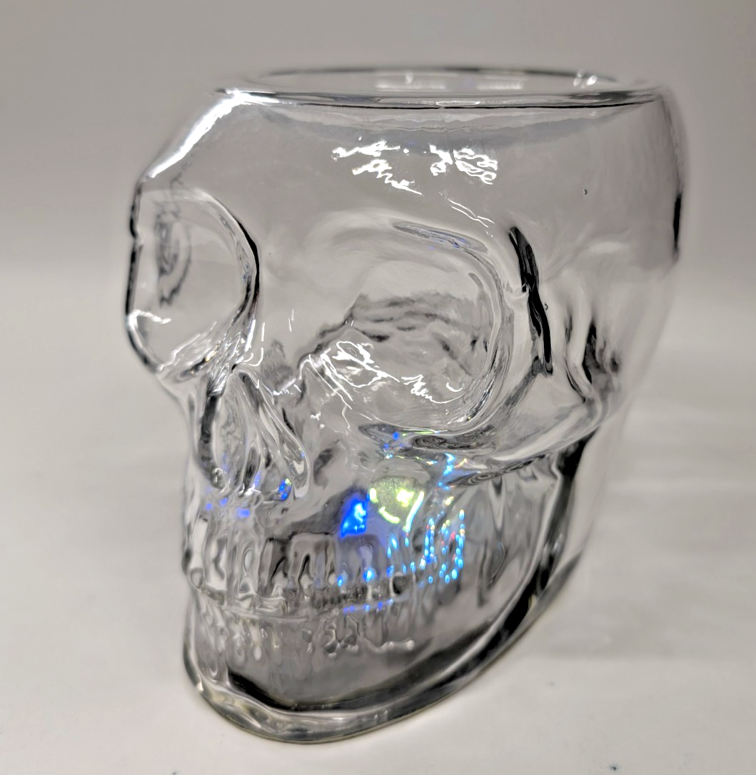 ! Bath & Body Works Halloween GLASS LIGHT-UP SKULL Pedestal for 3-wick BATH & BODY WORKS - KOEEK
