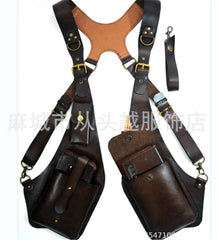Steampunk Vintage PU Harness Bag Shoulder Double Phone Wallet Case Holster Bags 07FC0E-D4 - KOEEK