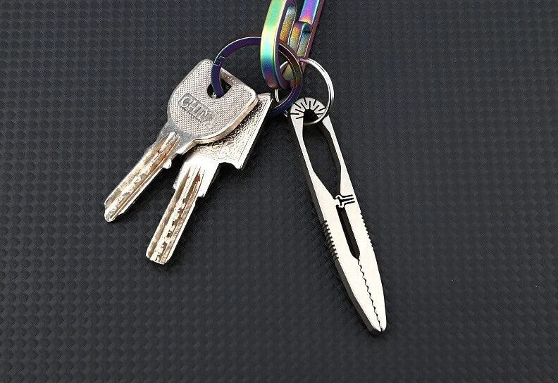 Titanium Snap Tweezers Flat Head Clip Portable Outdoor Keychain Small EDC Tool 07FC0E-D4 - KOEEK