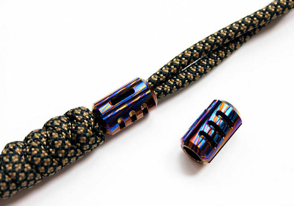 EDC Titanium Timascus Damascus Folding Knife Lanyard Umbrella Rope Knife Pendant 07FC0E-D4 - KOEEK