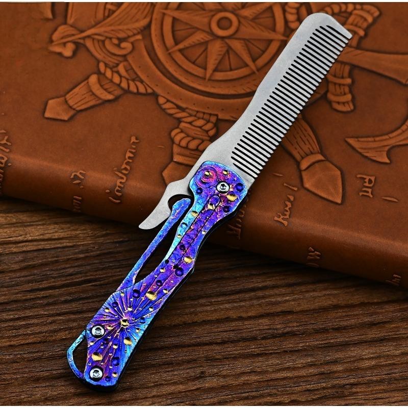 Handmade Titanium Folding Comb Hair Beard Pocket Comb EDC Portable Anti-Static 07FC0E-D4 - KOEEK