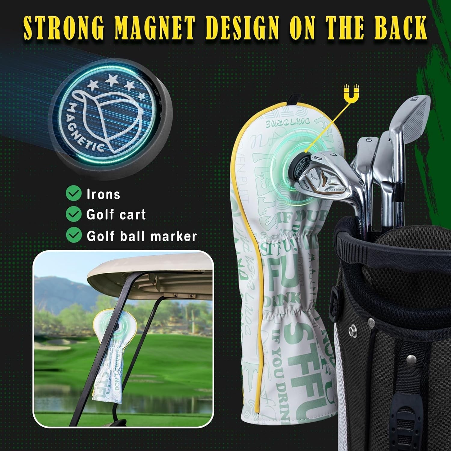new Big Crazy Golf Club Covers, Covers Funny, Driver Hybrid Green BIG CRAZY - KOEEK