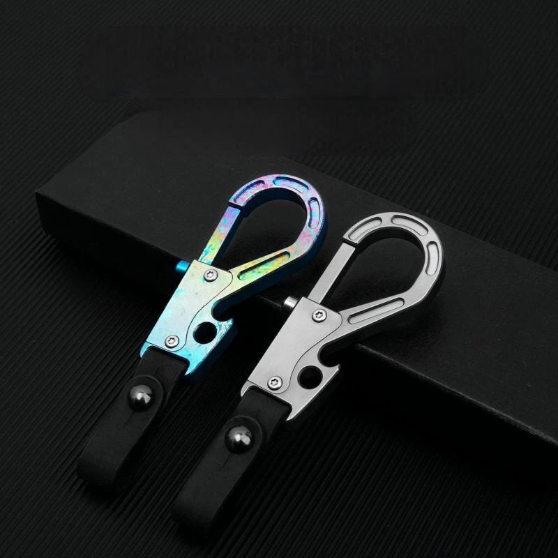 1PC Titanium Carabiner Keychain Clip EDC Car Key Chain Holder with Bottle Opener 07FC0E-D4 - KOEEK