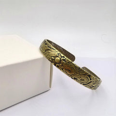 Vintage Brass Bangle Dragon Phoenix Open Copper Bracelet Chinese Style Jewelry 07FC0E-D4 - KOEEK