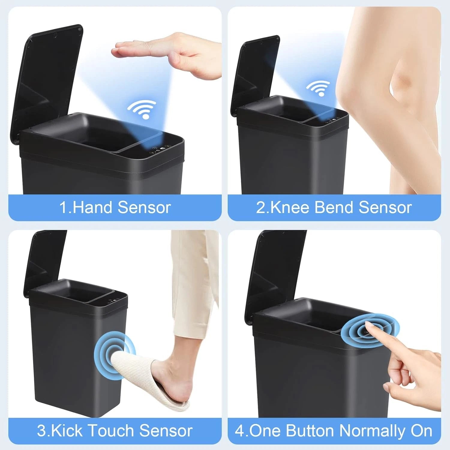 Bathroom Automatic Trash Can 2 Pack 2.2 Gallon Touchless Motion Sensor Small 07FC0E-D4 - KOEEK