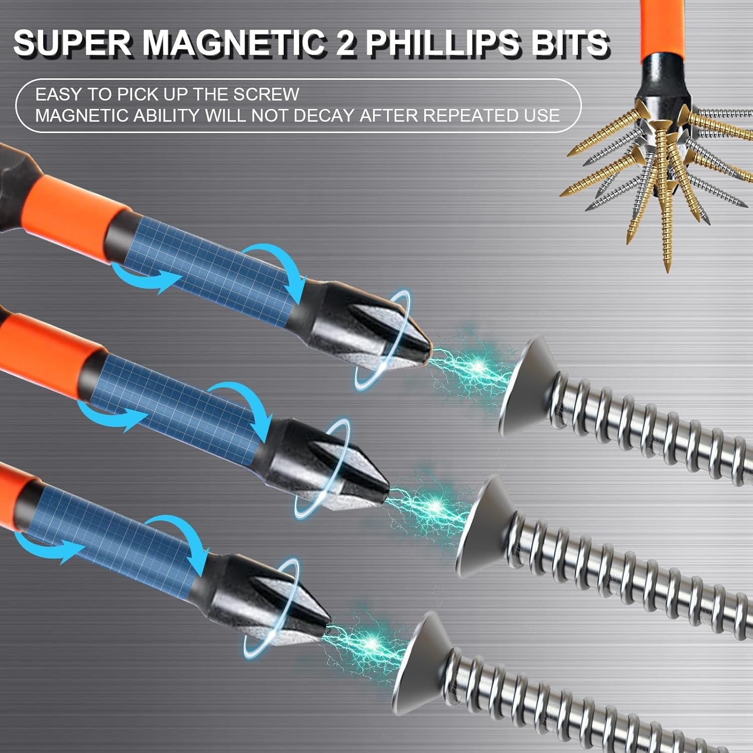 new 10-Pack Phillips Bits Impact, 2-Inch Magnetic 2'' Ph2 10-pcs 07FC0E-D4 - KOEEK