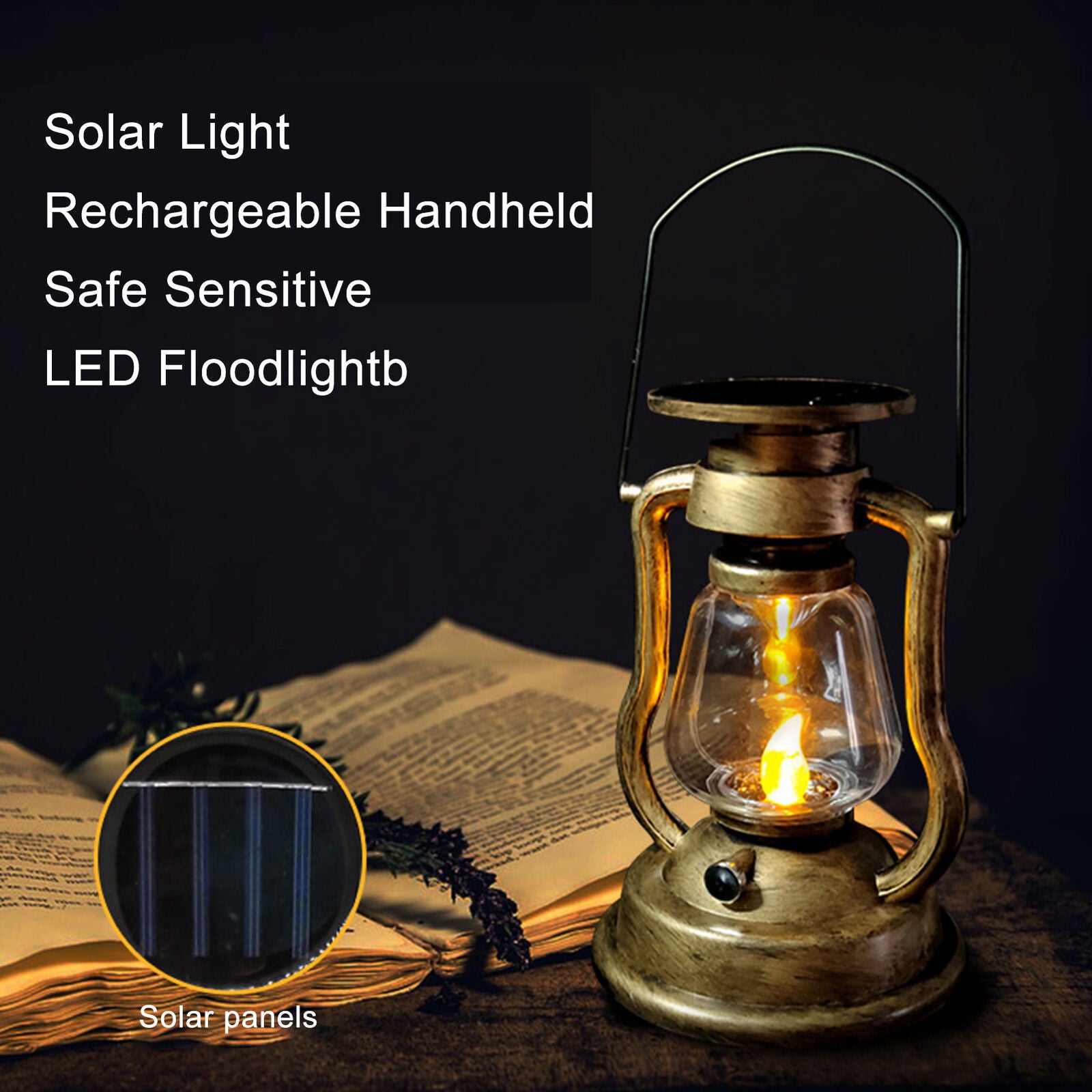 new Solar Lantern Outdoor, Hanging Solar Lights Flickering Flame LED Vintage koeek - KOEEK