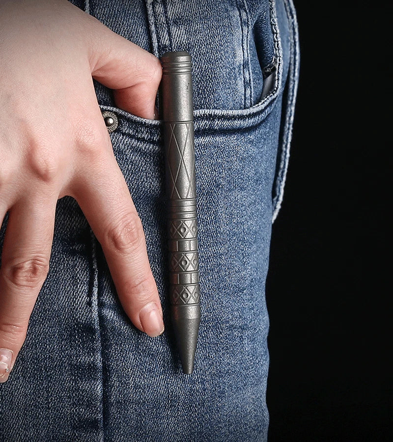 EDC Titanium Pocket Ball Pen Office Signature Working Stationery w/ 5 G2 Refills 07FC0E-D4 - KOEEK
