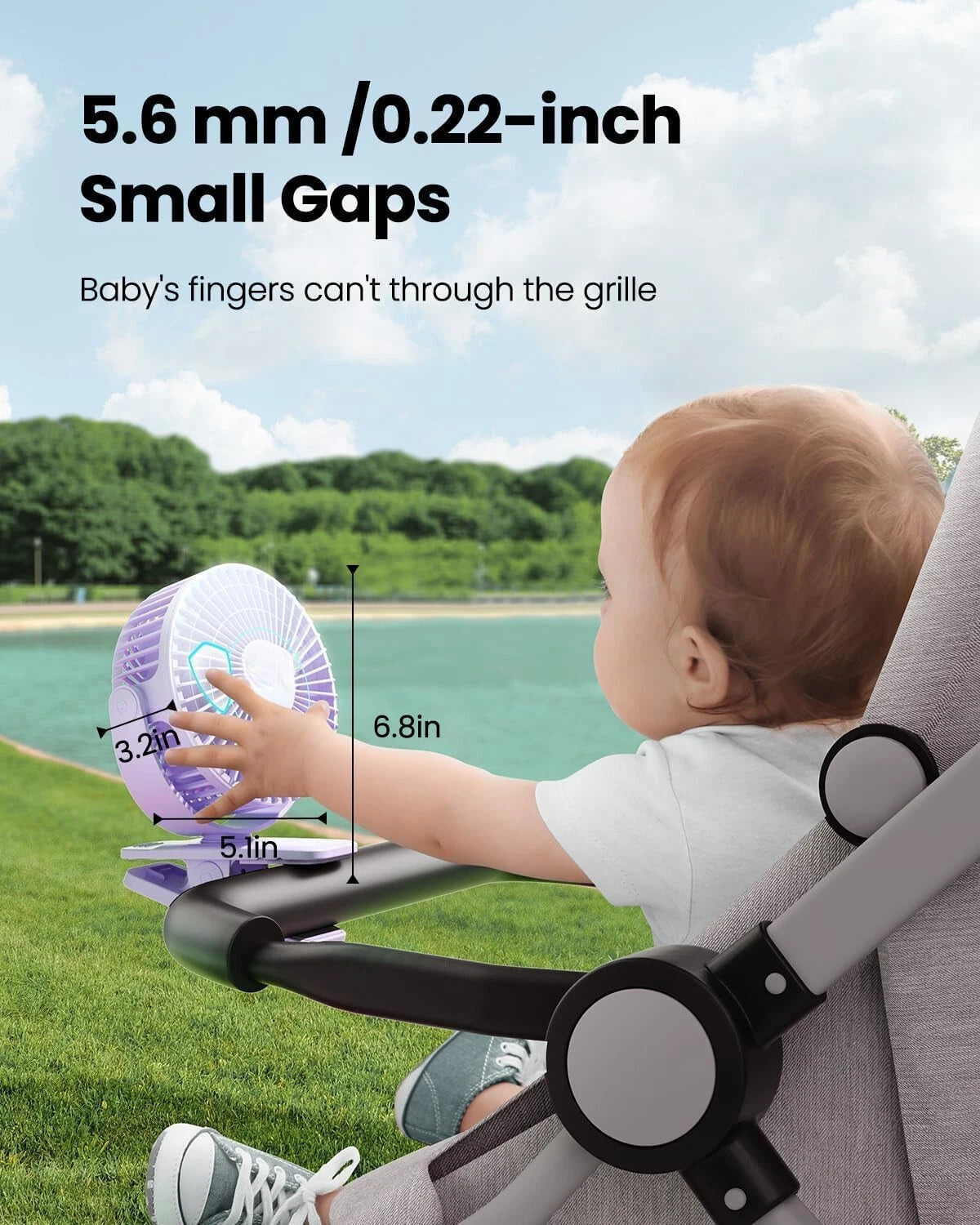 Portable Clip on Fan Battery Operated, Small Powerful 3 Speed Quiet 360° Rotate, 07FC0E-D4 - KOEEK