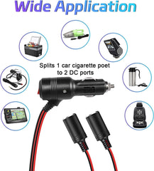 new Car Cigarette Lighter Splitter Adapter, 7in UL Wire with 15A Fuse, Auto DC... 07FC0E-D4 - KOEEK