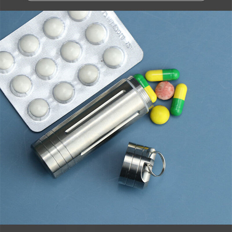 Titanium Alloy Waterproof Case Portable Pill Medicine Capsule Storage EDC Tools 07FC0E-D4 - KOEEK