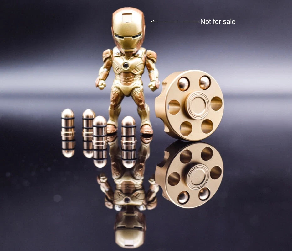 Brass Revolver Bullets Finger Spinner Spinning Top Fidget Pocket Toy EDC Gift 07FC0E-D4 - KOEEK