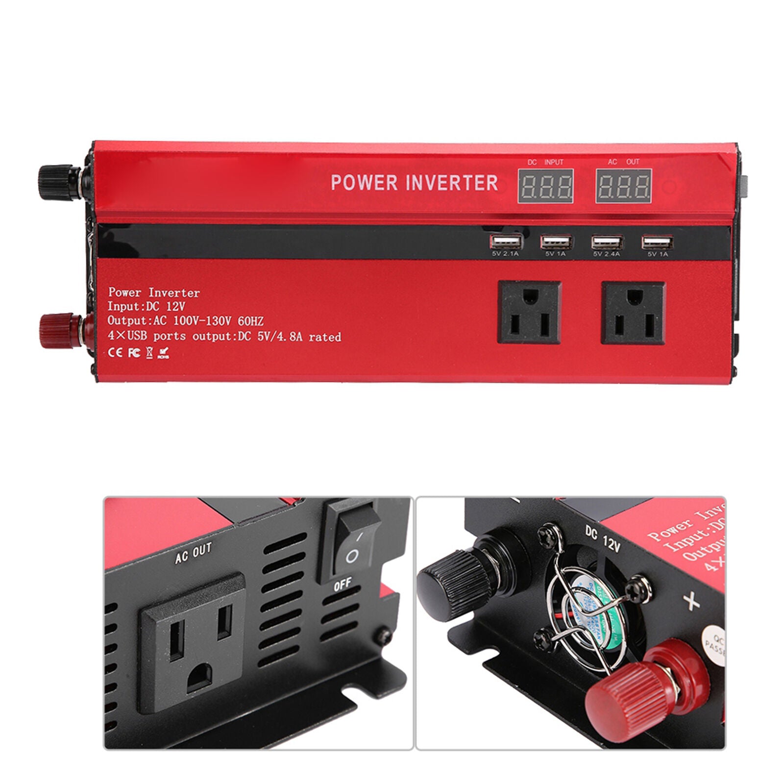 new (12V To 110V 5000W)24V To 110V Inverter Power Inverter AC Outlets And USB koeek - KOEEK