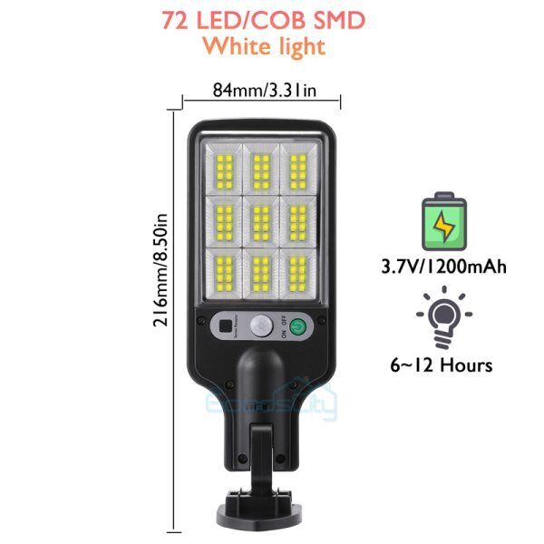 ny 1200000lm LED Solar Flood Light Security Bevægelsessensor Udendørs Yard Street Wall