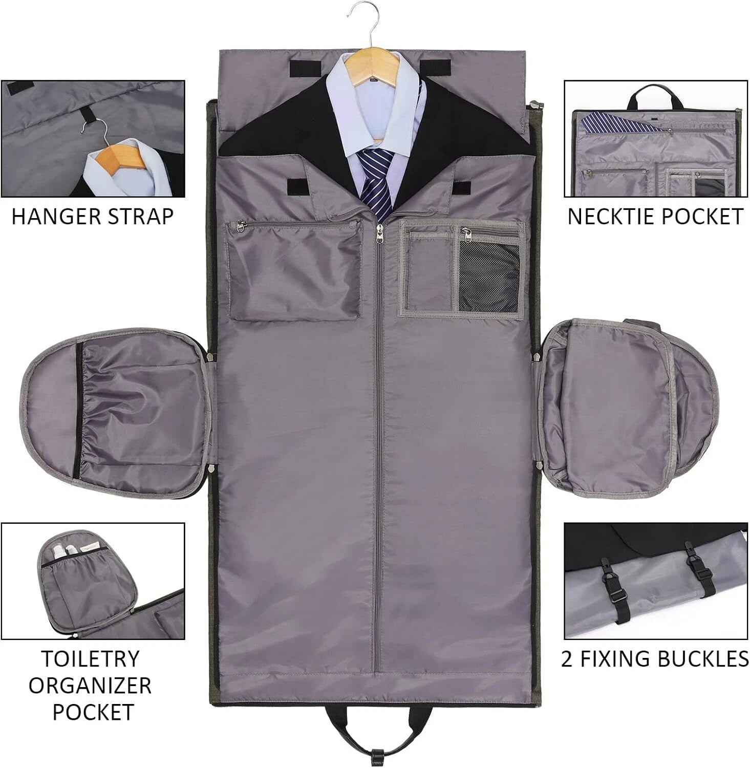 Convertible garment bag with shoulder strap, 2-in-1 hanging suitcase travel bag 07FC0E-D4 - KOEEK